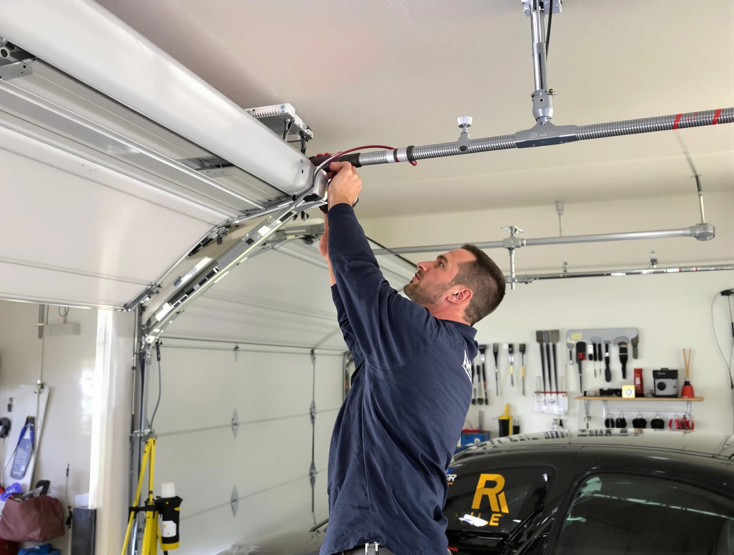 Peters Garage Door Repair technician performing garage door cable repair in Peters