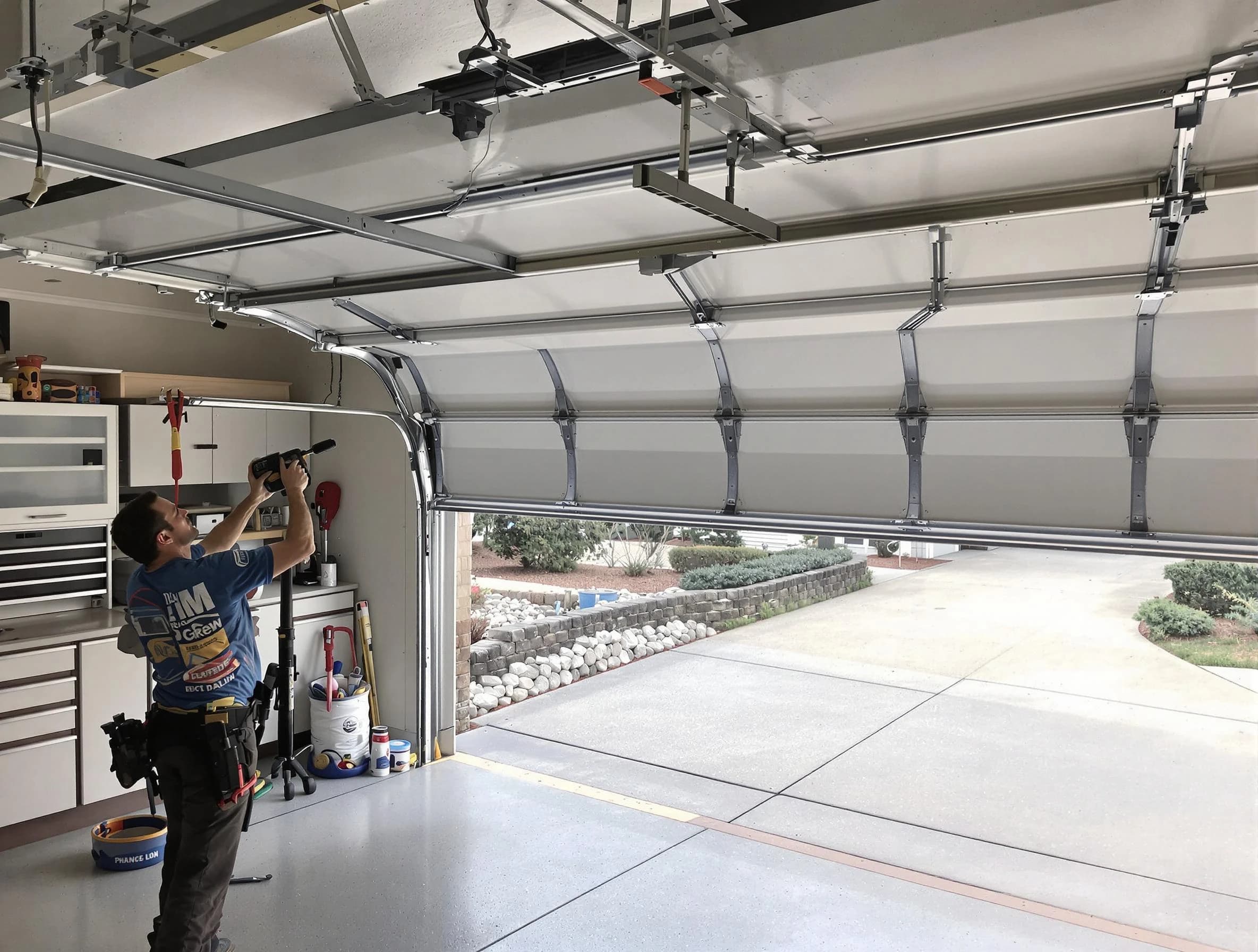 Garage door track repair service by Peters Garage Door Repair in Peters