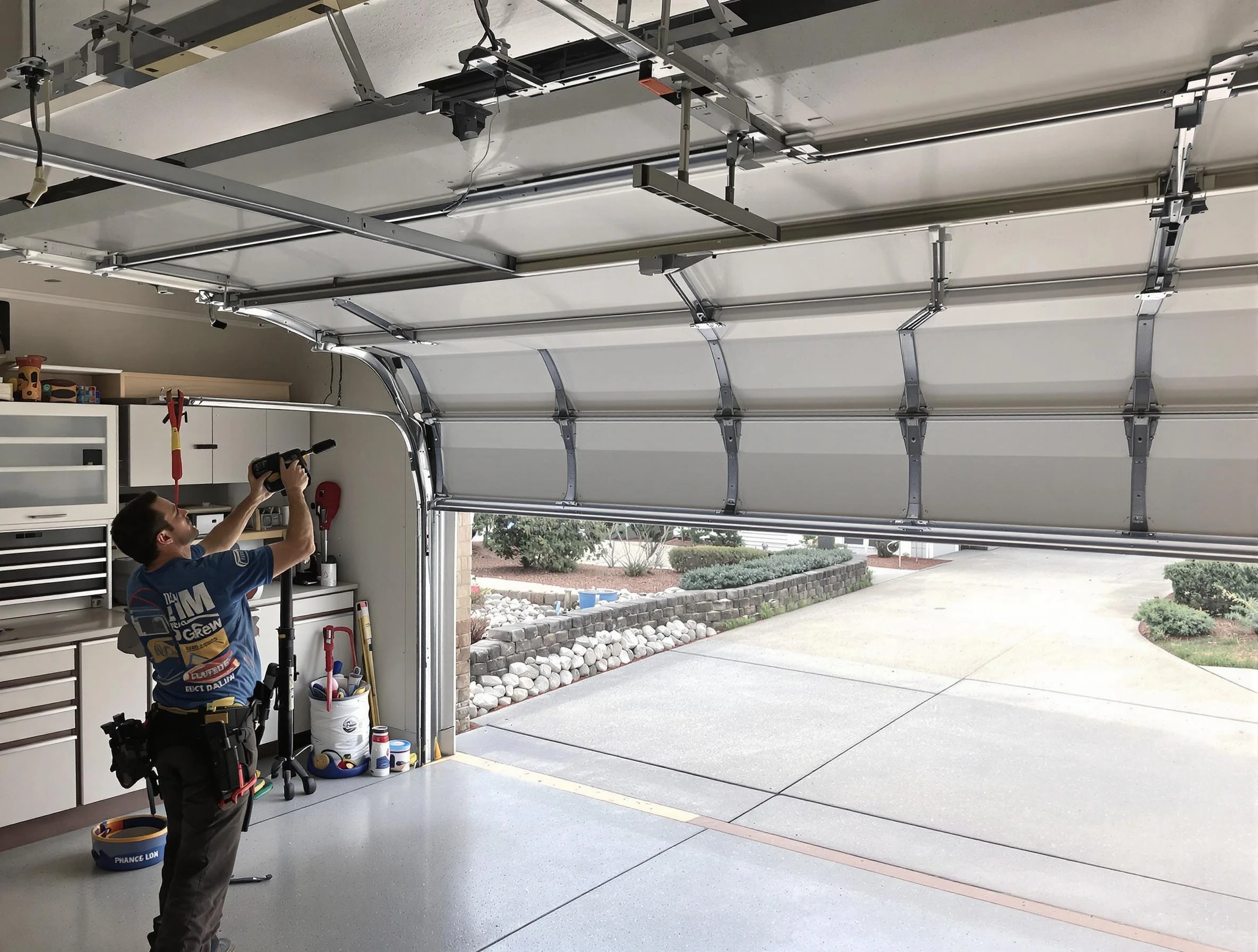 Garage door track repair service by Peters Garage Door Repair in Peters